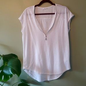 White Zip Front TSHIRT